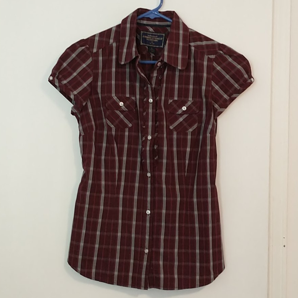 American Eagle Short Sleeve Button Shirt sz 8